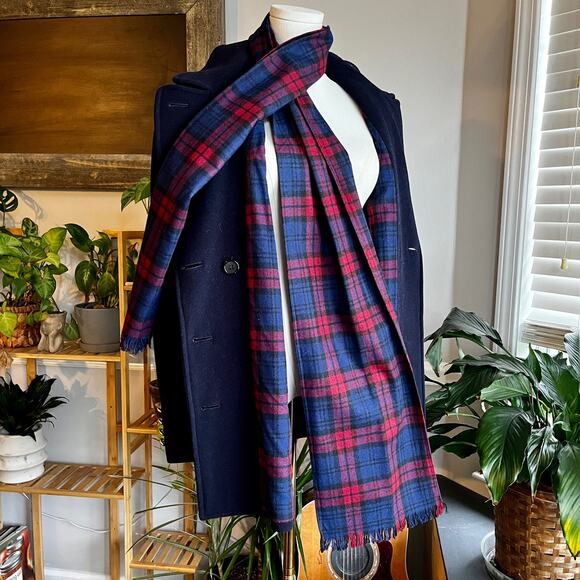 Vintage 80s Navy Blue Italian Wool Double Breasted Preppy Pea Coat Size Medium - Picture 6 of 12